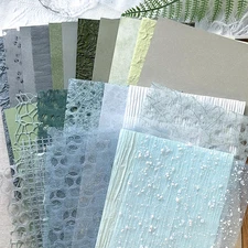 30 sheets A5 Unique Textured Scrapbook Paper&Mesh Fabric set - Handmade Craft Mu