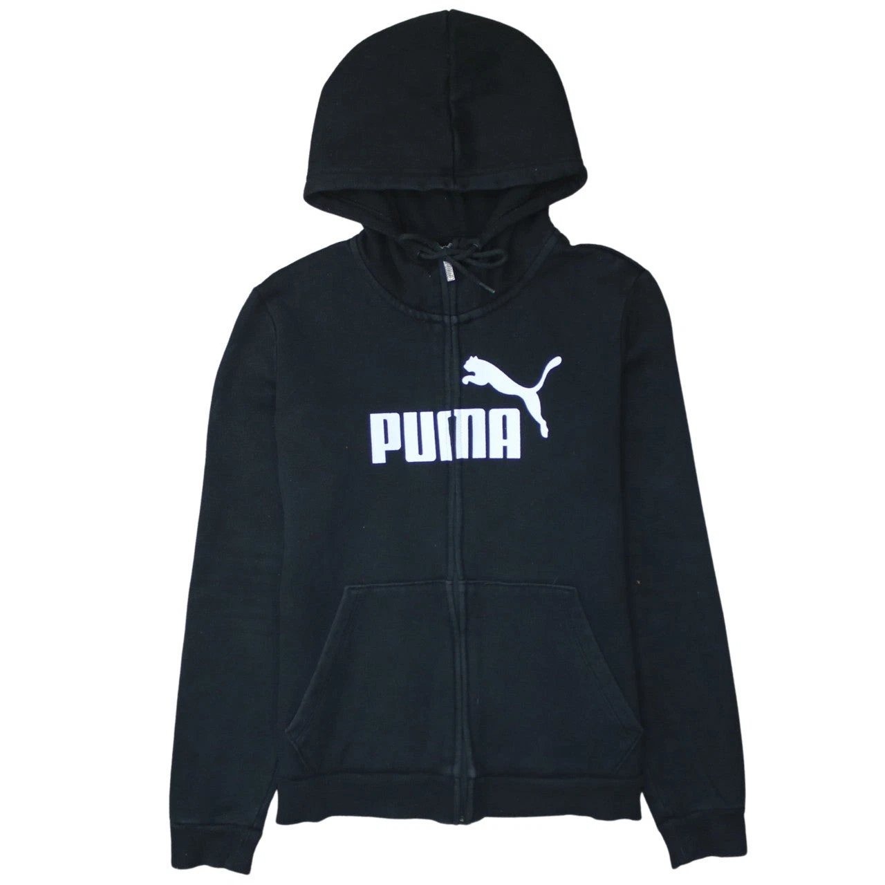 Puma Womens Black Full Zip Hoodie Size L Cotton Blend Athletic