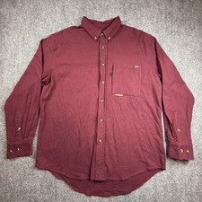 Drake Clothing Company Men's Burgundy Flannel Button-Up Shirt Long Sleeve Size L