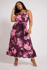 Yours Curve Women's Plus Size Purple Floral Print Dress
