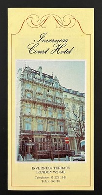 1980s London England UK Inverness Court Hotel Hyde Park Vintage Travel Brochure