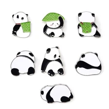 Honbay 7PCS Enamel Alloy Brooch Pins Chinese Style Cute Panda Brooch Cartoon ...
