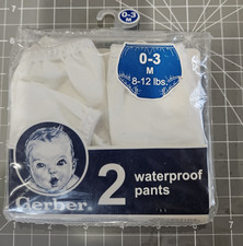 Gerber waterproof plastic pants white 0-3 Months New in Package 2 pack