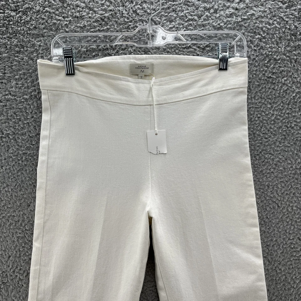 Pantalones Avenue Montaigne para mujer 2 blancos Bellini acampanados tiro alto elásticos boho EE. UU. Foto 2 de 4