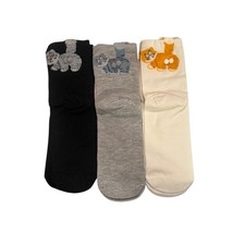 3 Pairs Cute Cat Socks with Balls Animal Novelty Crew Socks NEW