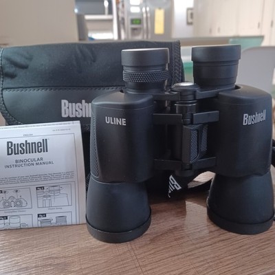 Bushnell PowerView Binoculars 10x50 341 ft With Case, Lens Covers and Manual