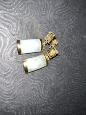 Gold Plated Sterling Silver Chinese Good Luck Jade Earrings - Chinese New Year