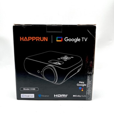 Happrun 4K Google TV White Projector with WiFi and Bluetooth Connectivity 510G