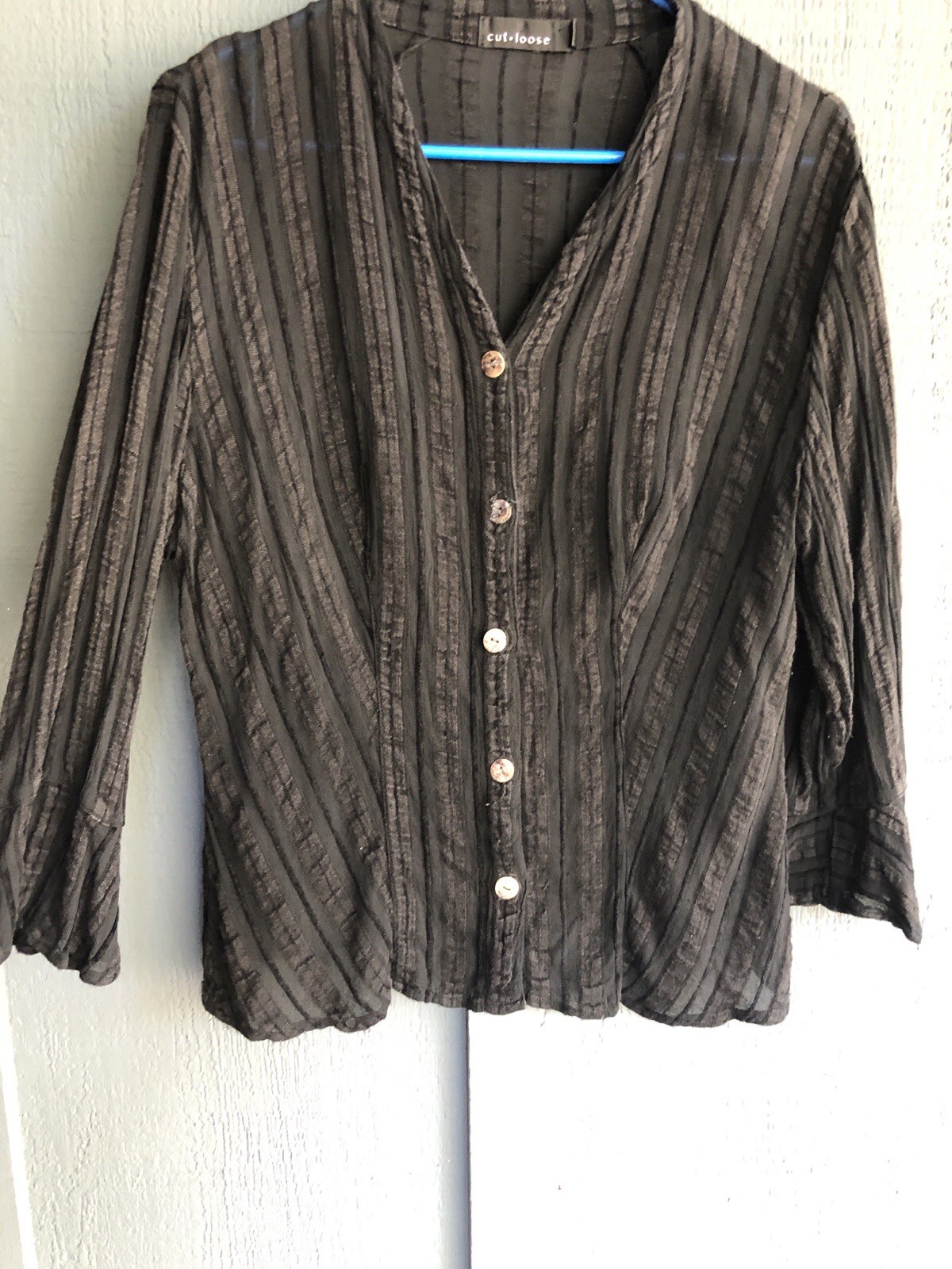 Cut Loose Black Patterned Lightweight Button Fron… - image 5