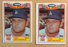 2 Don Drysdale 1989 Topps Glossy All-Star Cards #11, Los Angeles Dodgers