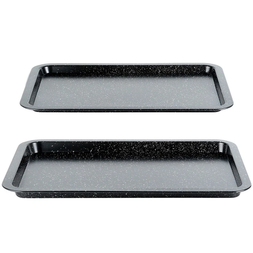 Backblech Granit 38x26,5/43x29 cm 2er Set Ofenblech Antihaft Backofen - Bild 3 von 4