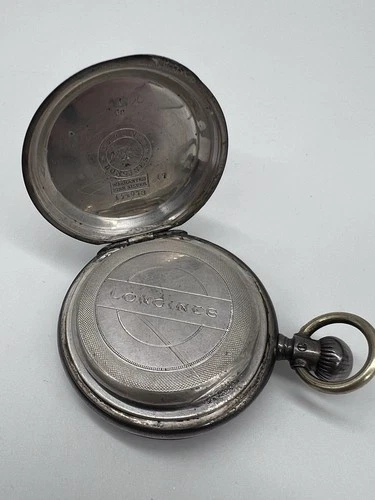 Antique Longines Fine Silver Hunter Case Pocket Watch 43mm - 194073 - Parts