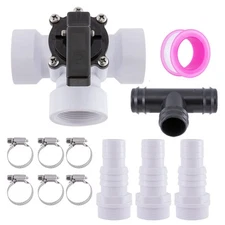 3-Way 1-1/2" Female Diverter Water Valve Universal Combo Hose Adapter Clamp