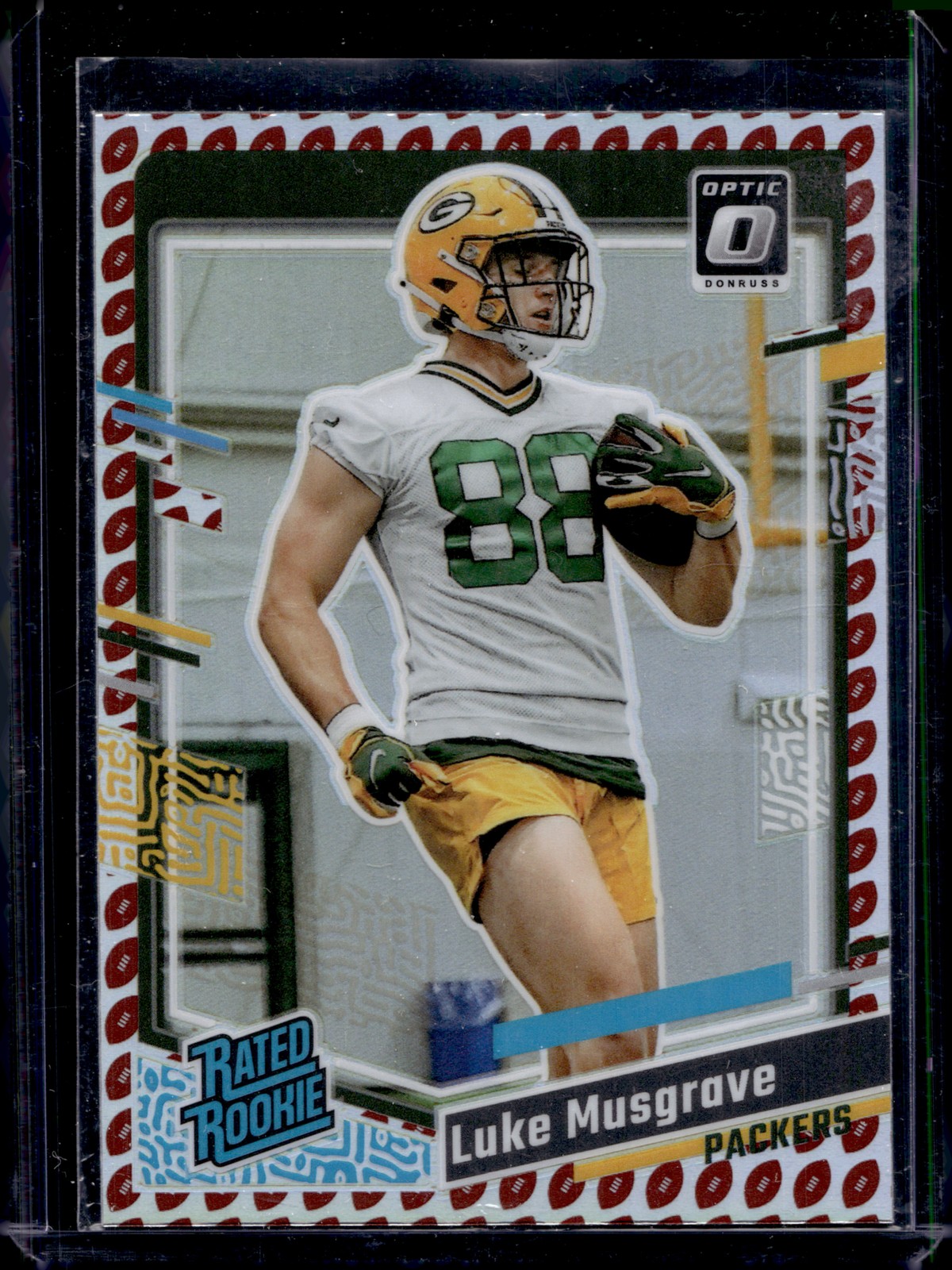 2023 Donruss #337 Luke Musgrave Optic Rated Rookie Preview Football Emoji Prizm