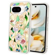 Case for Case Clear with Design Soft TPU Shock Pixel 9a Stained Glass Flower