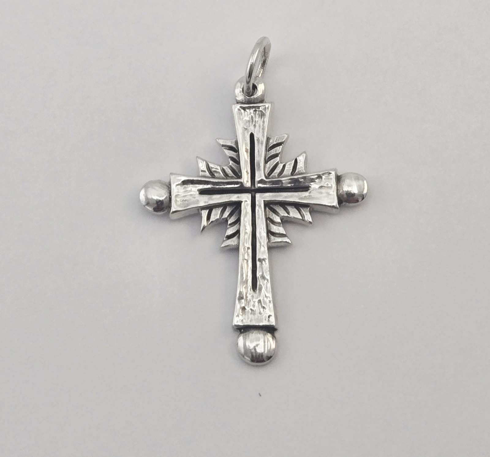 Vintage Jeep Collins Sterling Silver Ornate Hammered Cross Pendant JEC - 7.5g