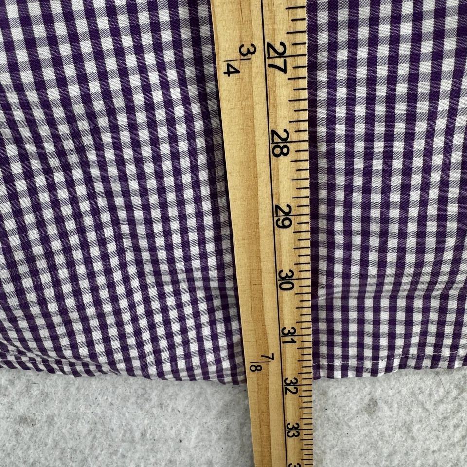 Camisa Isaac Mizrahi Para Hombres 15.5 Calce Ajustado Púrpura Blanco Cuadros Vestido Abotonado Algodón Foto 4 de 4