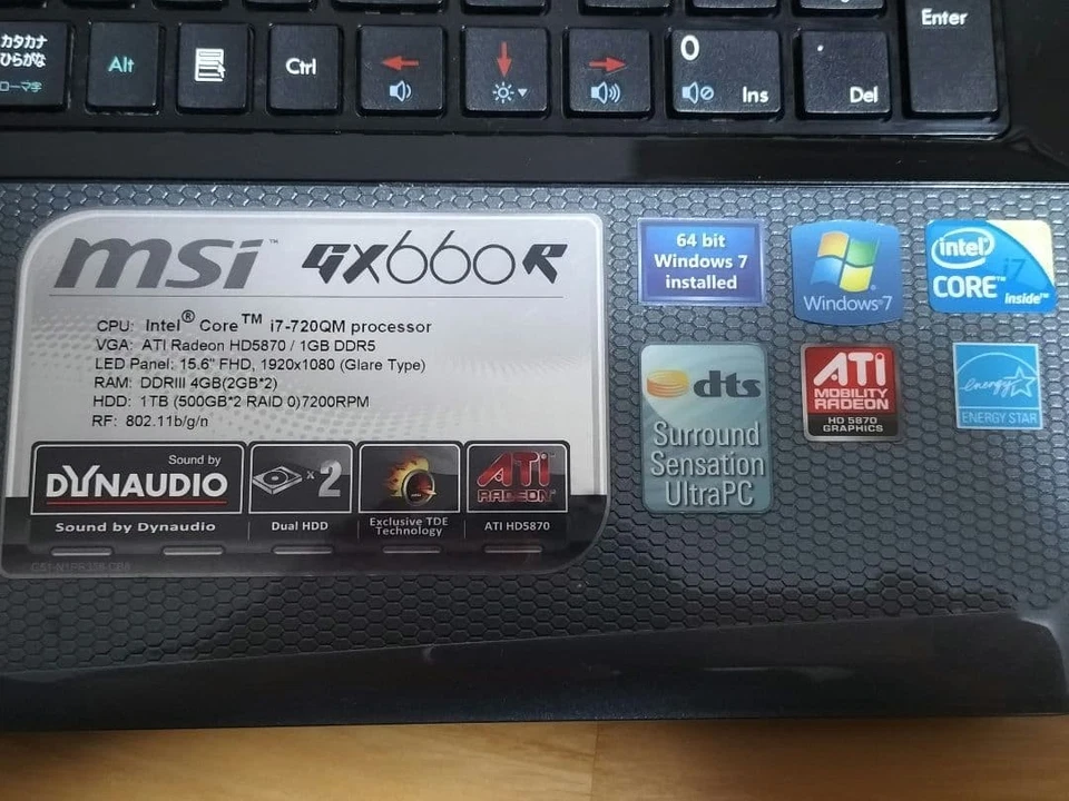 MSI GX660R Gaming Laptop Intel Core i7 12GB RAM Windows 10 Home 1TB HDD - Image 3 of 4