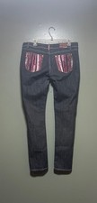 COOGI Pink Embroidered Dark Wash Straight Leg Jeans 15/16 juniors Mid Rise