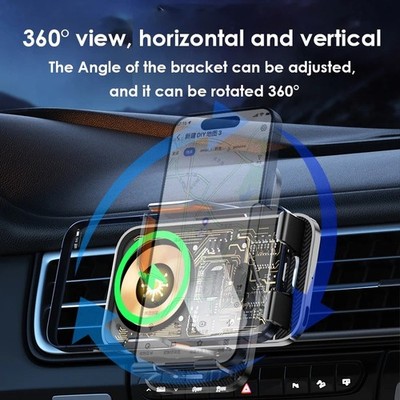 15W Wireless Car Charger Phone Holder Auto Mount for iPhone Samsung Xiaomi