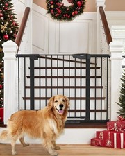 Baby/Pet Gate, 29.7-46"W, 30.5"H Cumbor Auto Close,Pressure Or Hrdwr Mount,Black