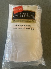 VTG New Sealed Hanes Men  s 100 Cotton Briefs White Size 36  6 Pair