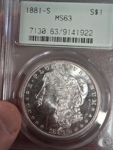 1881-S Morgan Silver Dollar PCGS OGH 2.1 MS63 - Overlooked PL Wet Obverse