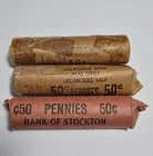 1956-D 1956-P and 1958-D BU Unc. Wheat Cent Penny Rolls OBW Original Bank Wrap