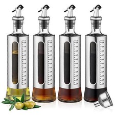 4 Pack Oil Bottle, 300Ml Olive Oil Vinegar Dispenser Bottle Set, S/ Steel glass