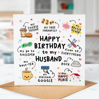 LITTLEGREETS Funny Birthday Card for Husband – Cute, Sweet, Humorous & Unique for him