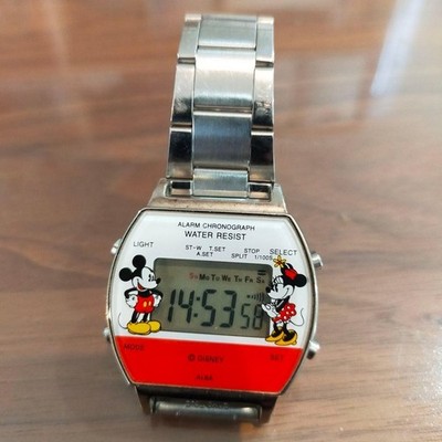 Seiko Alba Mickey Mouse 90er Digitaluhr Edelstahl neue Batterie funktioniert