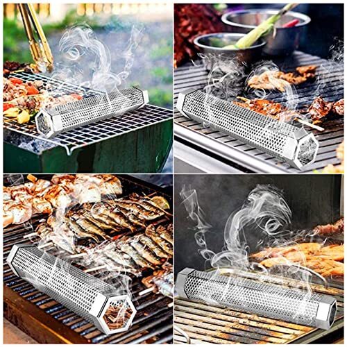Pellet Smoker Tube 12In Stainless Steel BBQ Smoke Tube for Hot or