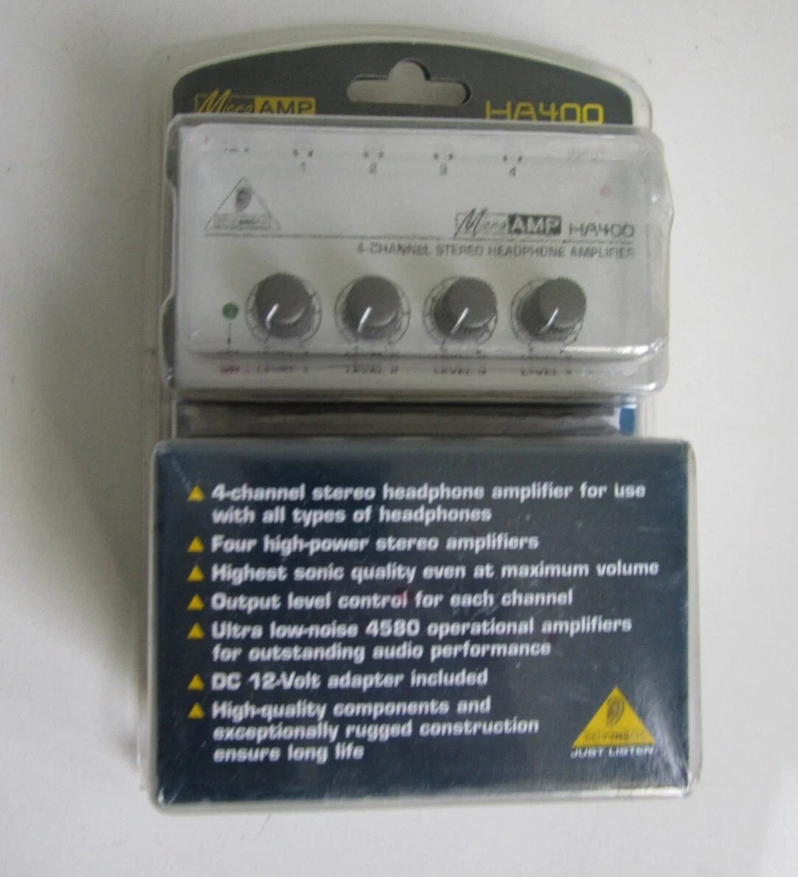 Behringer MicroAMP HA400 ultra-compact 4-channel stereo headphone amplifier - Image 2 of 4