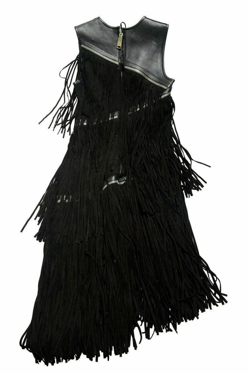 Dsquared2 100% Leather Black Fringes Decorated Women's Dsquared2 100% Leather Black Fringes Decorated Women's