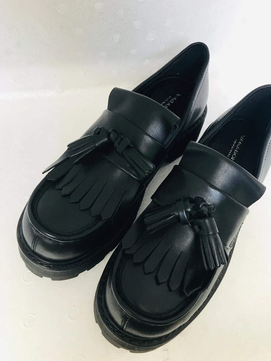 Vagabond black leather loafers sale