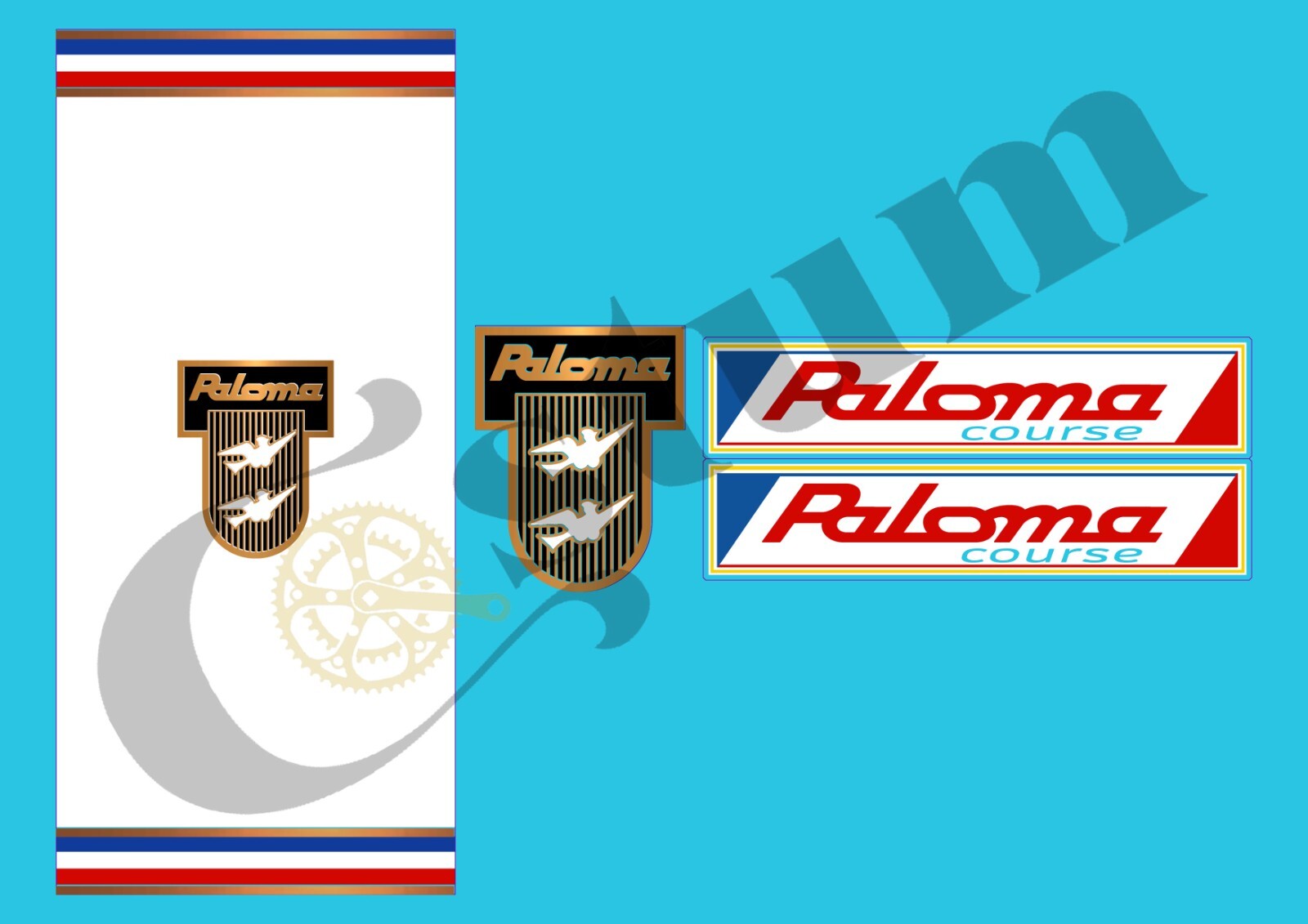 Stickers vélo route Paloma PALO201 autocollants cadre bicyclette de course et VTT noir