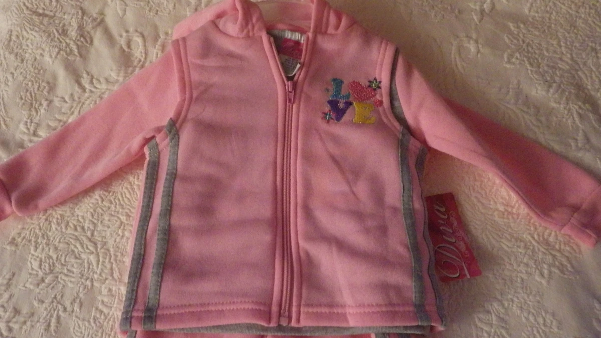 Diva Love Pink Sweatsuit Set Hooded Jacket W Pants 24 Months New
