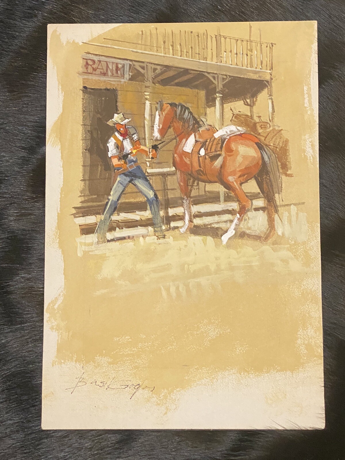 basil gogos original painting western pulp novel art NOT horror famous monsters eBay