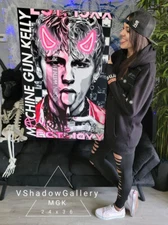 Machine Gun Kelly MGK hand painted design-Giclee-Canvas Print