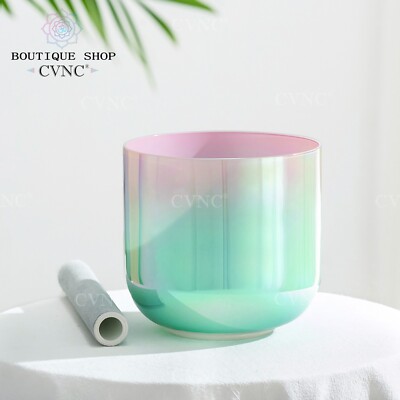 CVNC 432Hz 6'' F Dream Green Pink Alchemy Chakra Crystal Singing Bowl Sound Heal