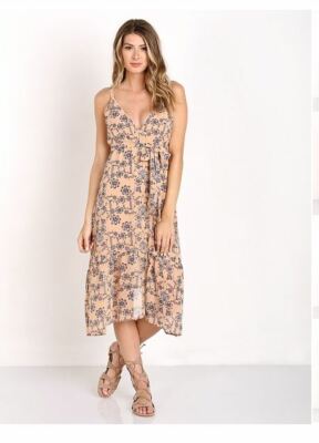 For Love & Lemons Pia Kleid hellpfirsich Größe Medium UVP 156 £ LN019 RR 21
