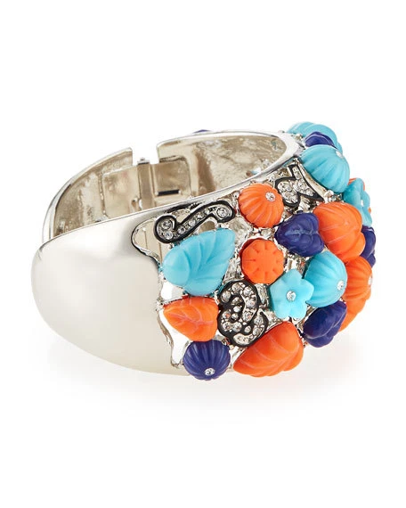Kenneth Jay LANE KJL Brazalete Gripoix Vidrio Vertido Turquesa Coral Abierto gyu Foto 3 de 4