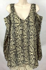 Show Me Your Mumu / Cold Shoulder LS Elastic Cuff Snakeskin Top Blouse / Size M 