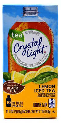 50 10-Packet Boxes Crystal Light Lemon Iced Tea Natural Flavor On The Go