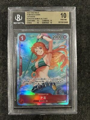 2022 ONE PIECE ROMANCE DAWN JAPANESE NAMI R ALT ART OP01-016 BGS 10 PRISTINE