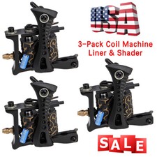 3X Tattoo Coil Machine Shader Liner Tattoo Machines Iron 10 Wrap Coils Black Y25