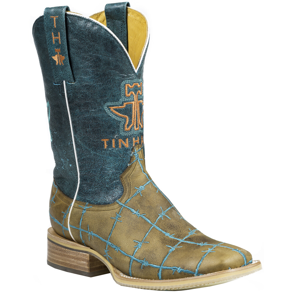 Ковбойские женские повседневные ботинки с квадратным носком из колючей проволоки Tin Haul Синие, коричневые 14-021-000