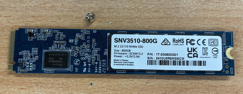 SNV3510-800G Synology 800GB M.2 2210 NVMe PCIe SSD For Synology NAS