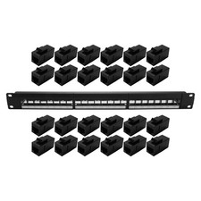 19Inch 1U Cabinet Rack Pass-Through 24 Port CAT6 Patch Panel RJ45 contact5987