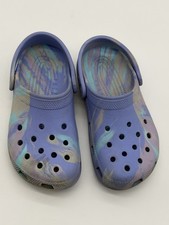 Kids Tie Dye Crocs Clog Sandals Beach Pool Shoes Purple,Pink Aqua Size J-3